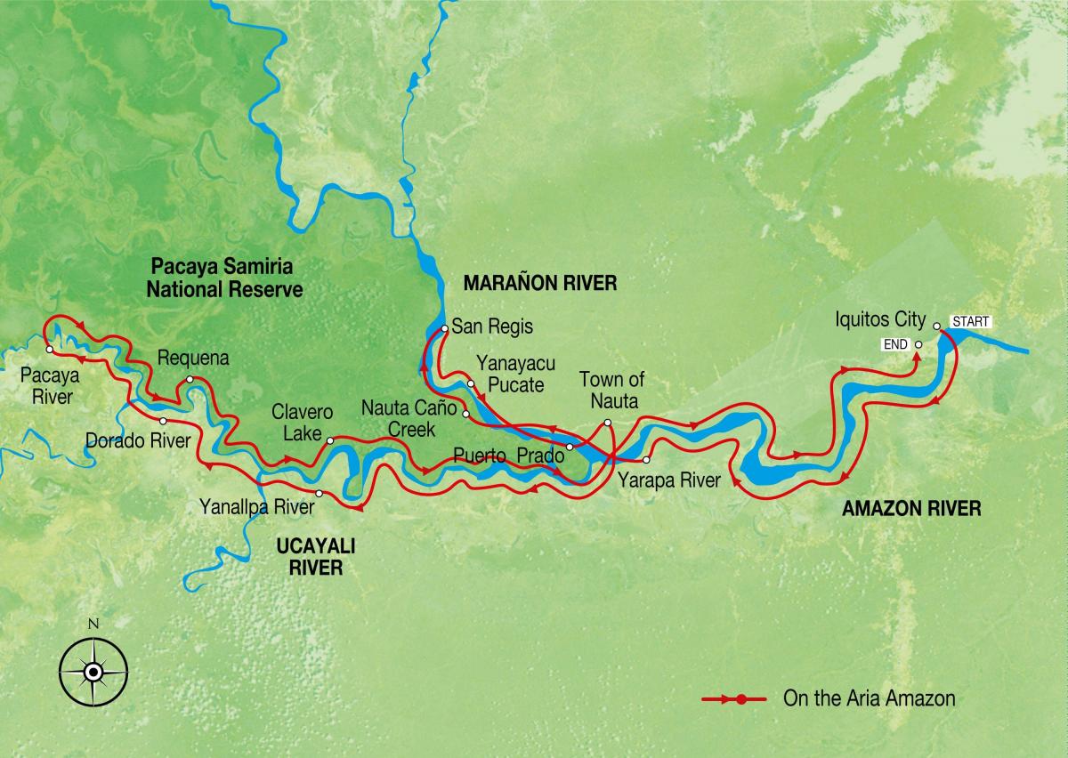 kaart van die amasone-rivier Peru