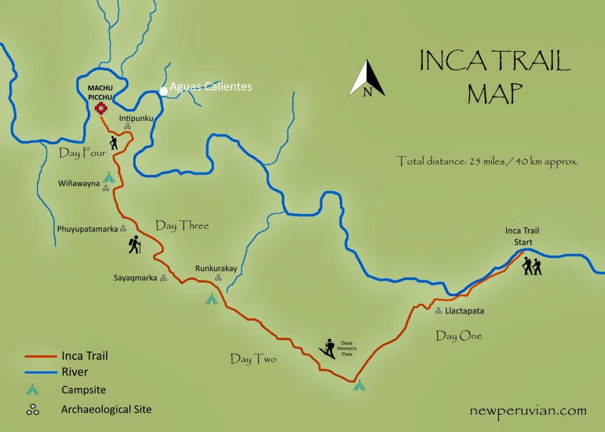 kaart van die inca trail Peru