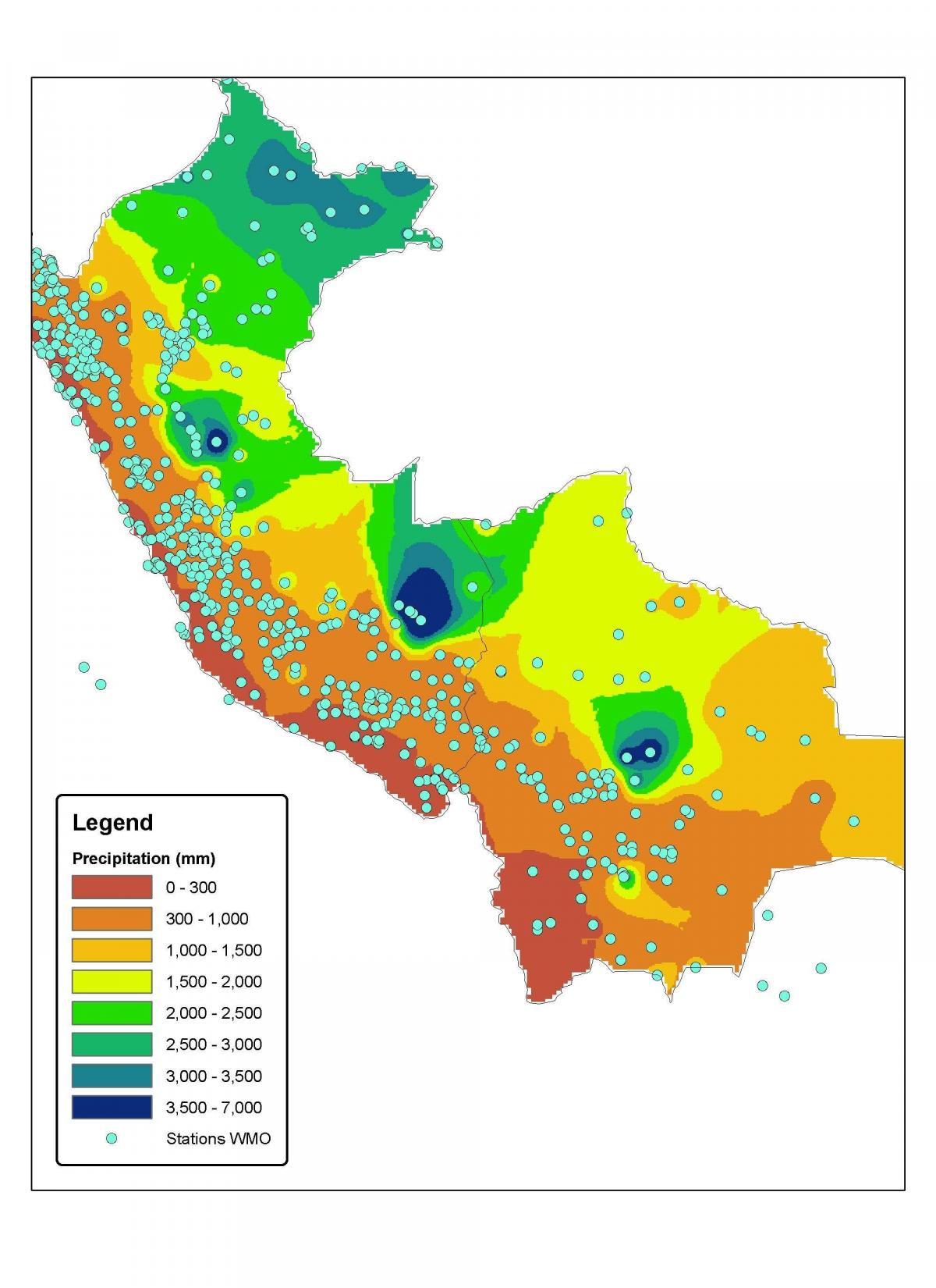 kaart van Peru klimaat