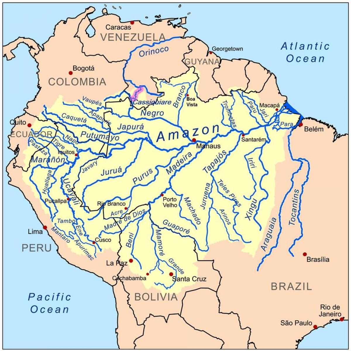 riviere in Peru kaart
