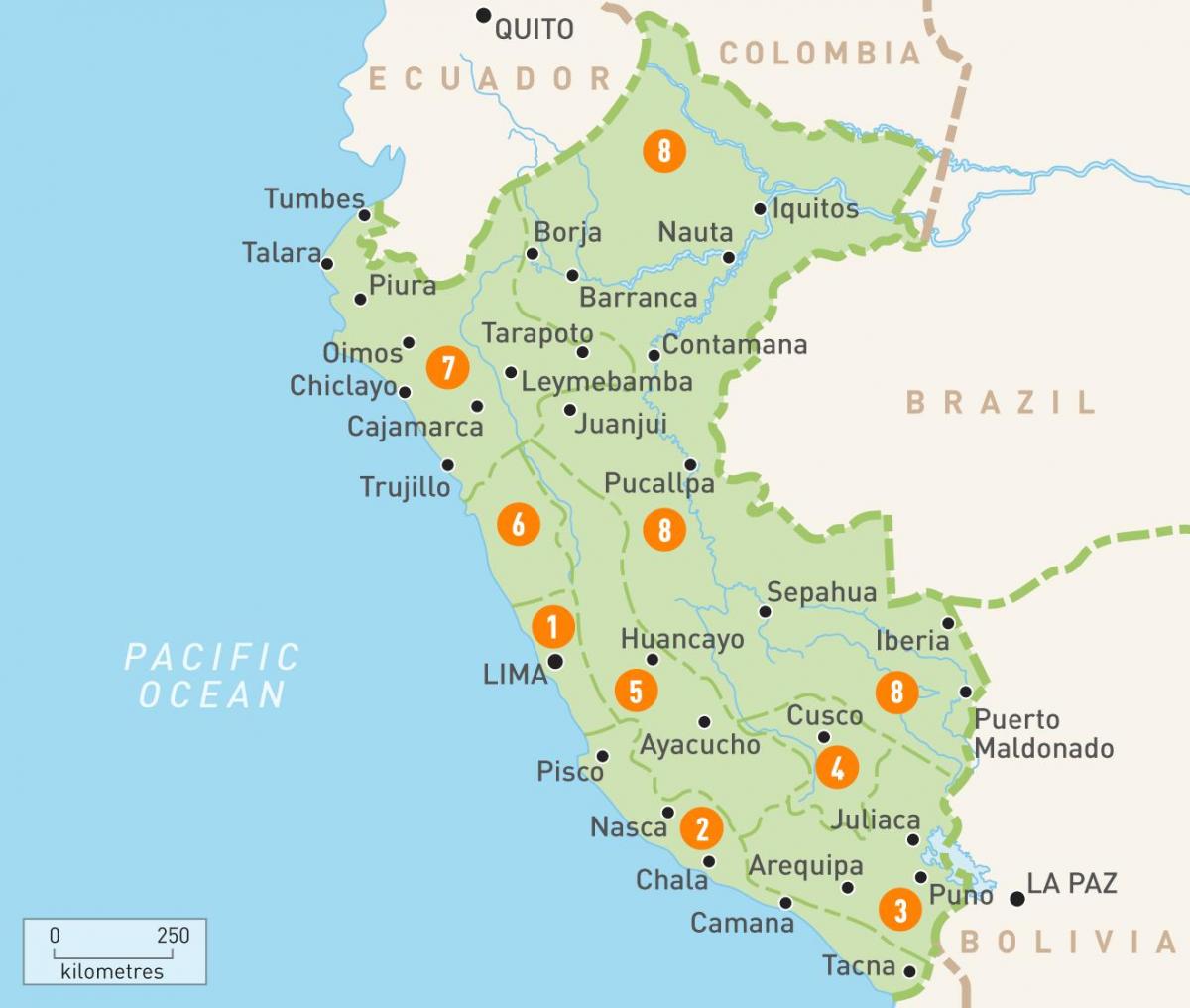 Peru provinsies kaart