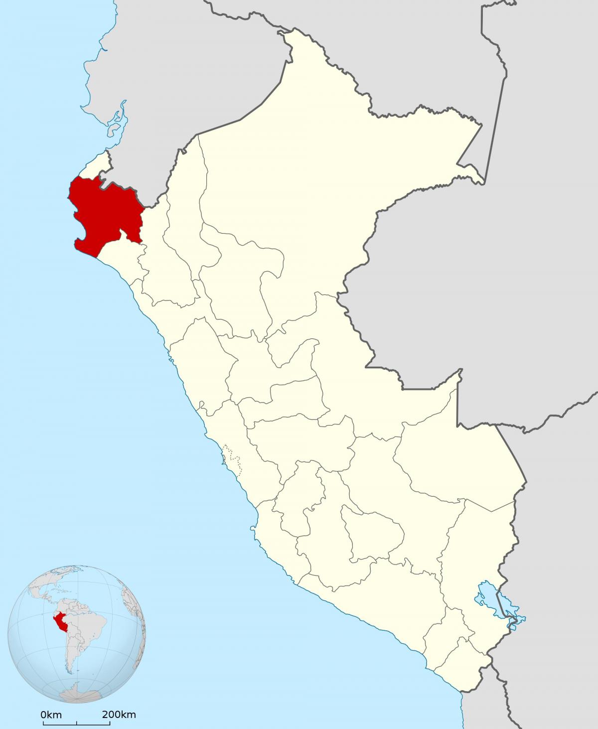 kaart van Peru, piura