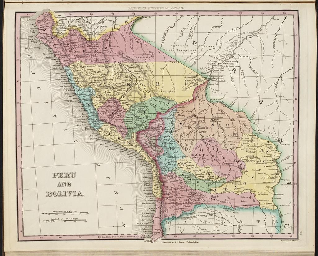 kaart van die antieke Peru 