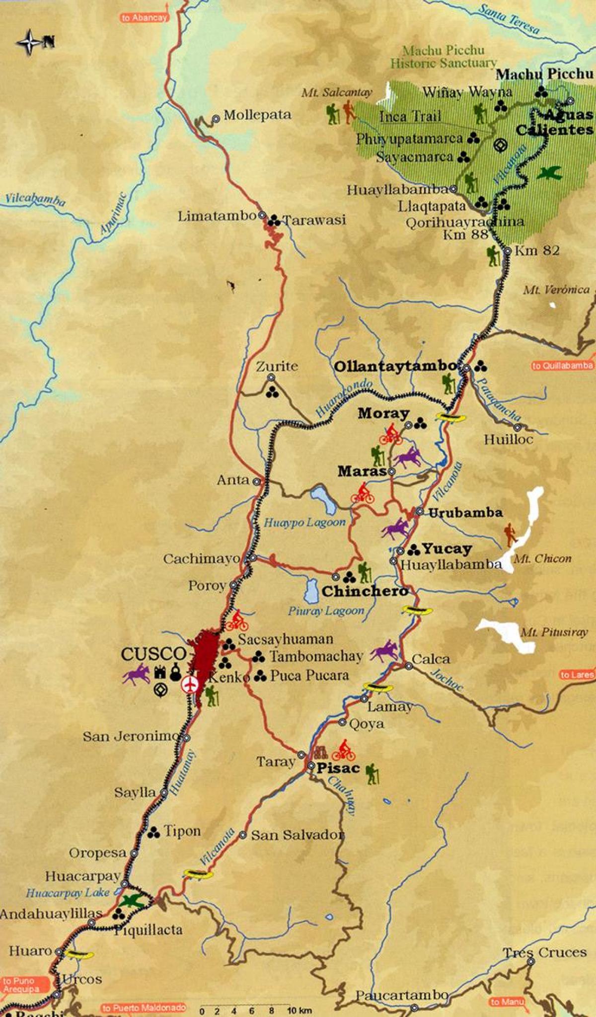 kaart van die heilige vallei cusco Peru