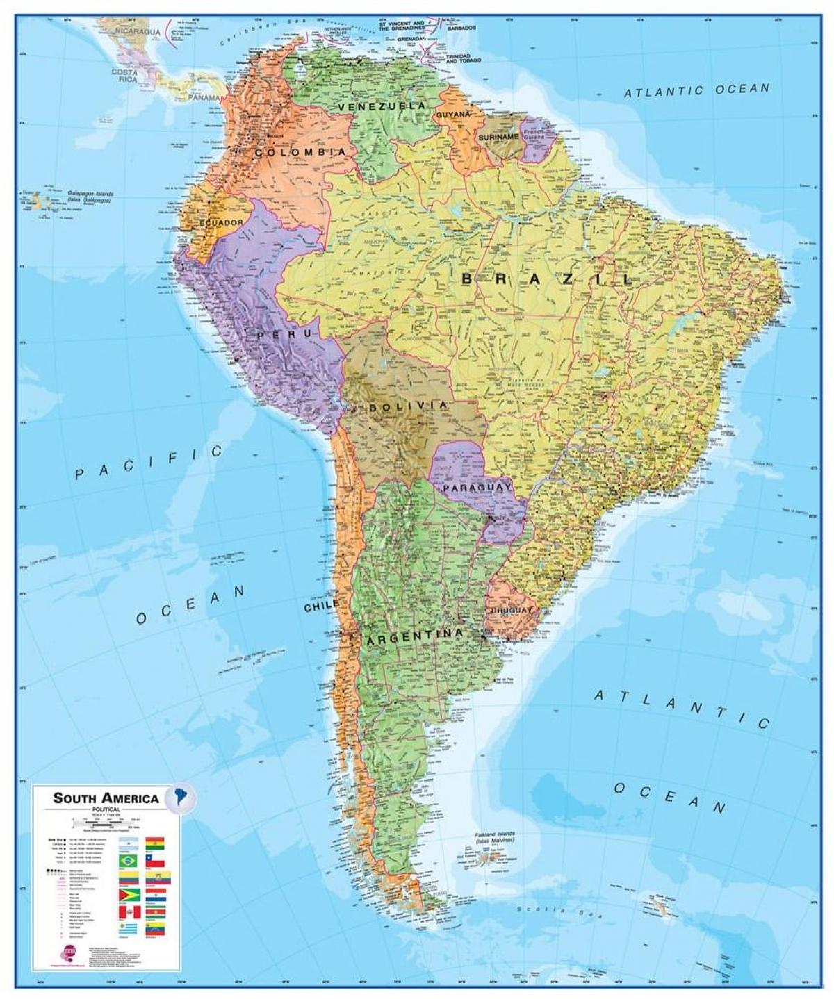 kaart Peru in suid-amerika