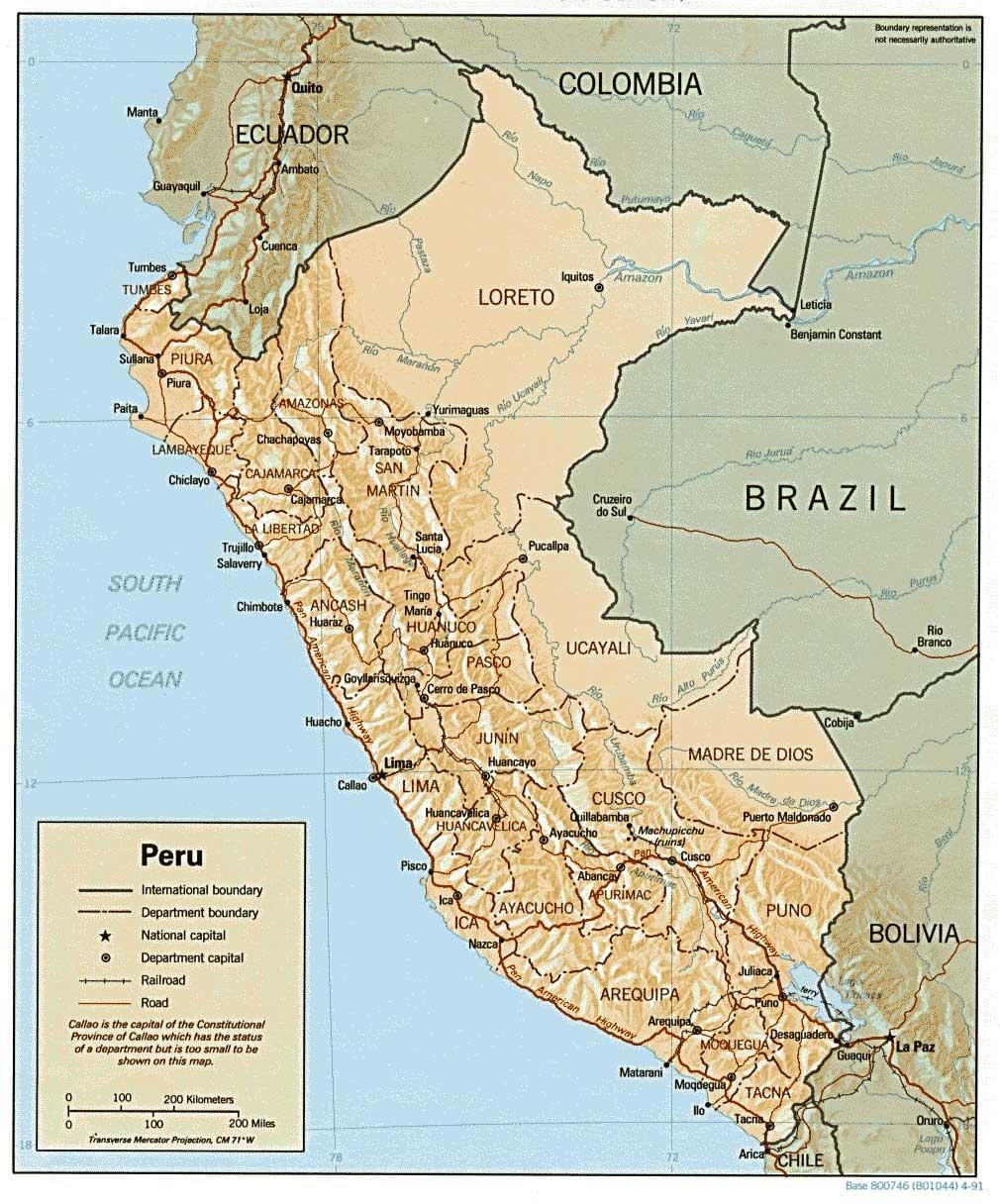 kaart van Peru surf 