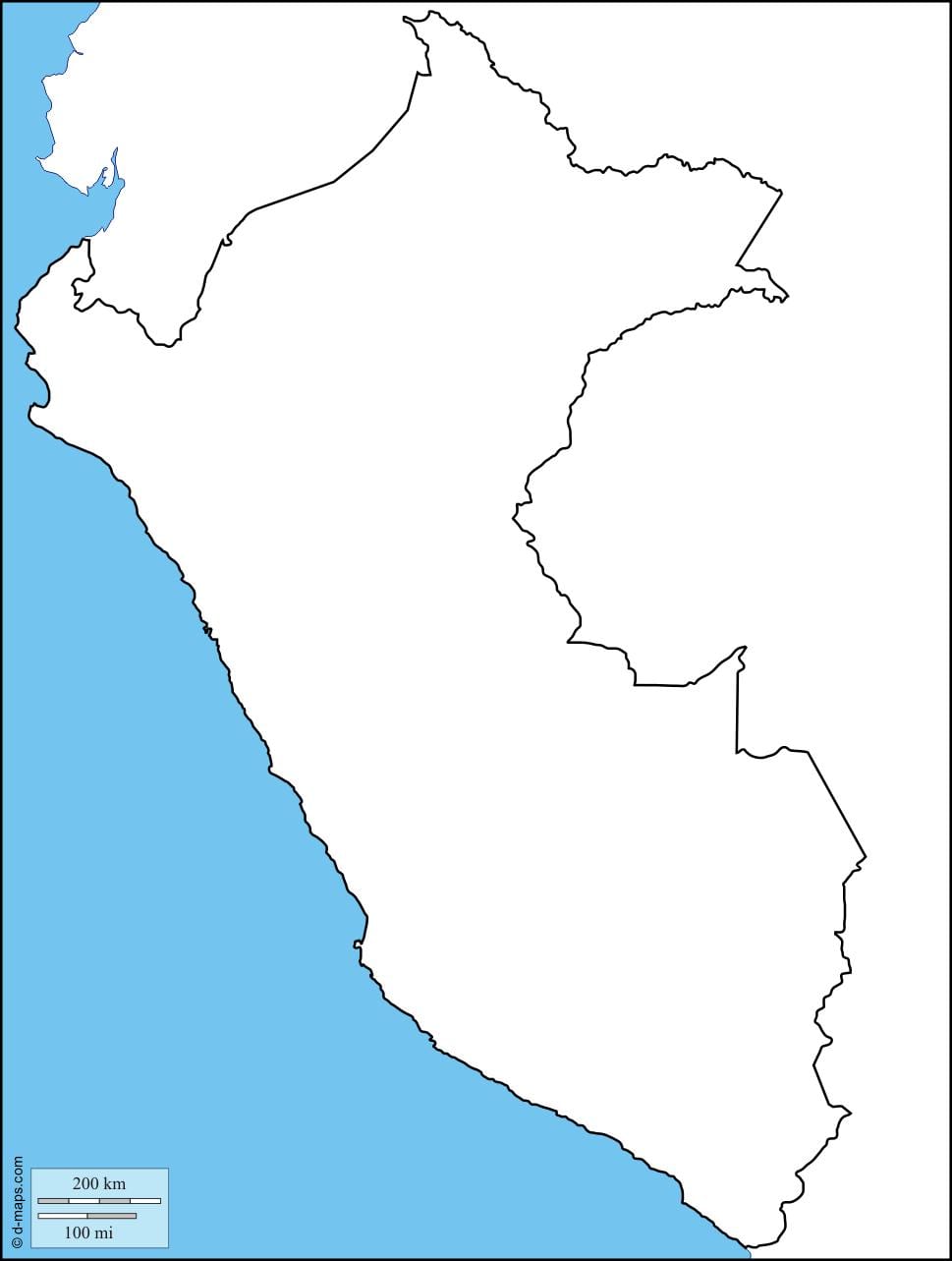 kaart van die leë kaart van Peru