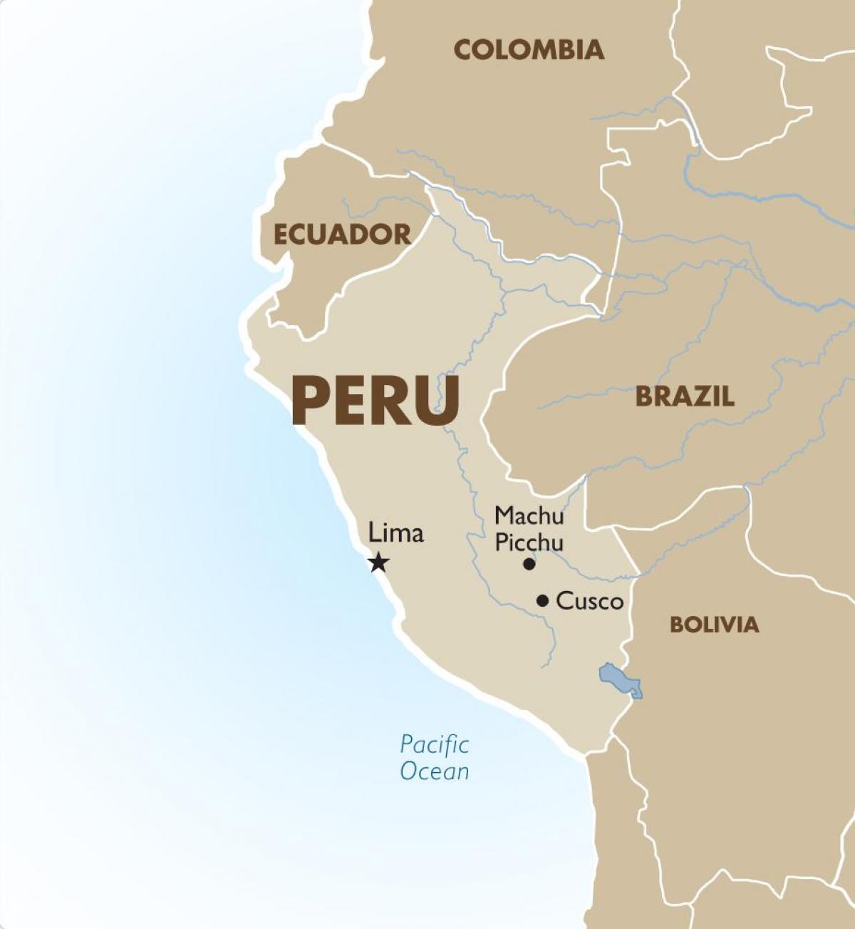 kaart van Peru en omliggende lande