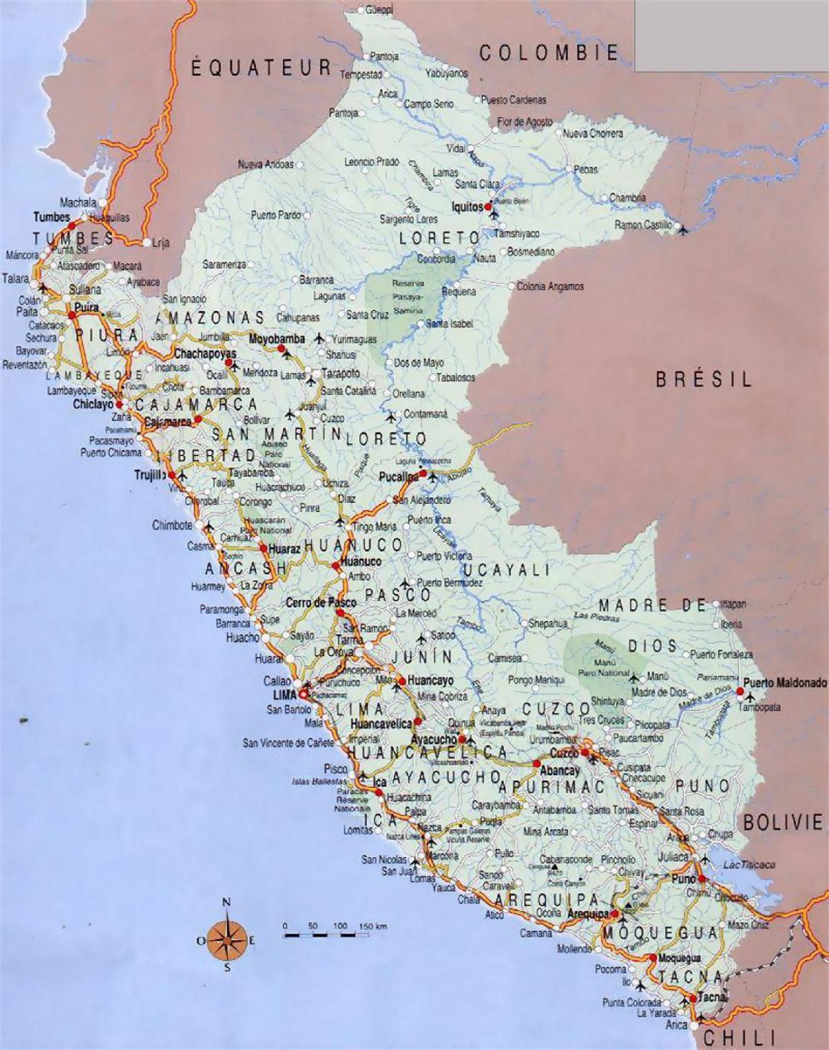 kaart van Peru stede