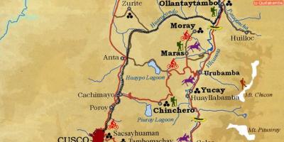 Kaart van die heilige vallei cusco Peru