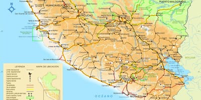 Kaart van suid-Peru
