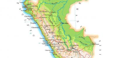 Kaart van die fisiese kaart van Peru