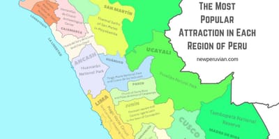Kaart van Peru toeriste-aantreklikhede