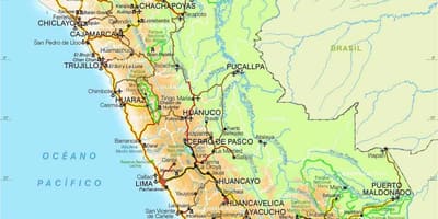 Andes berge van Peru kaart