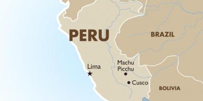 Kaart van Peru en omliggende lande
