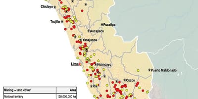 Kaart van Peru natuurlike hulpbronne