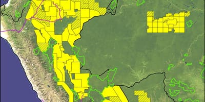 Peru amazon reënwoud kaart