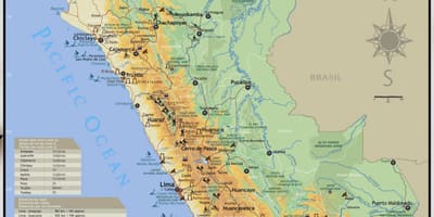 Peru toeriste-aantreklikhede kaart